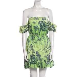 Staud Belted Bubble Dress- Green & Blue